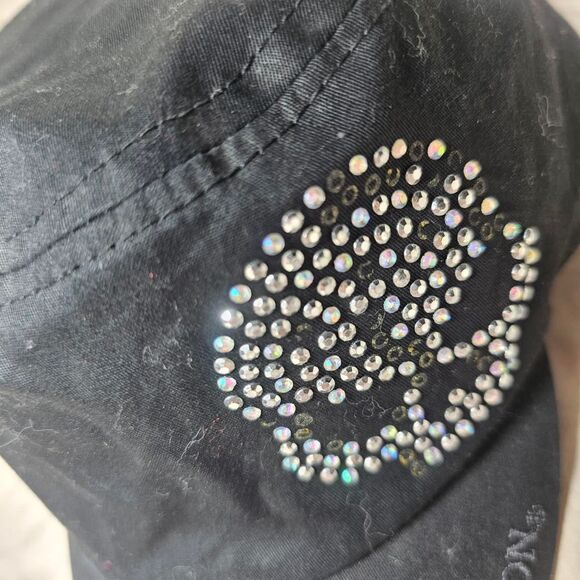 Y2K scene emo grunge biker baddie skull rhinestone cap - Picture 3 of 7